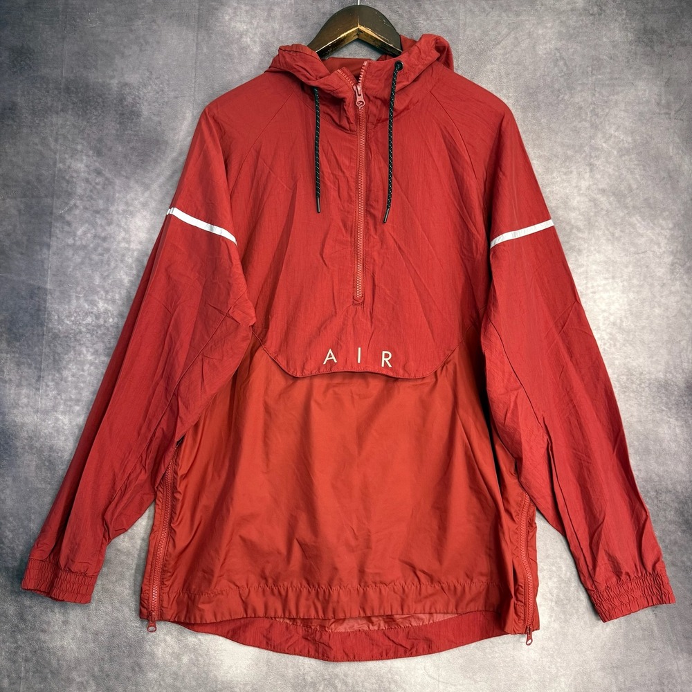 Nike Air Max 97 Half Zip Windbreaker Jacket Mens Large Red Hooded Pullover